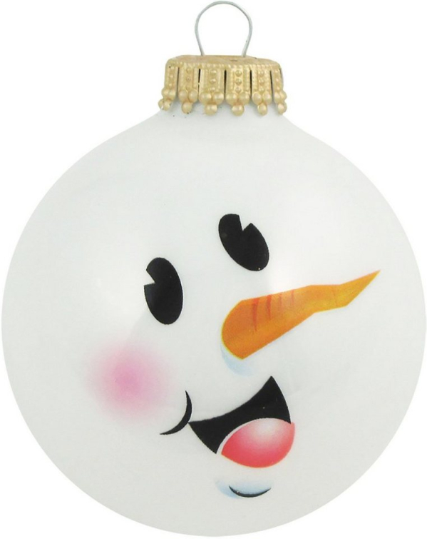 Krebs Glas Lauscha Weihnachtsbaumkugel »CBK90232« (4 St), Schneemann-Gesicht