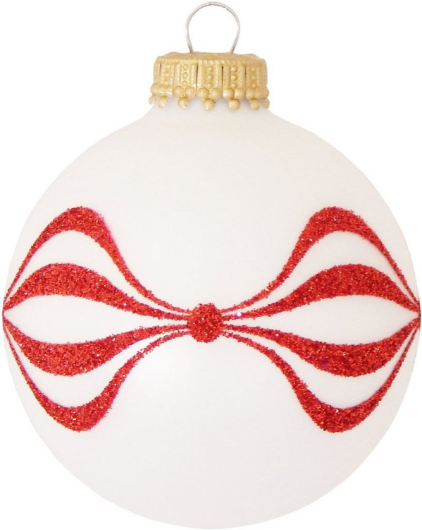 Krebs Glas Lauscha Weihnachtsbaumkugel »CBK90245« (4 St), mit roten Wellen