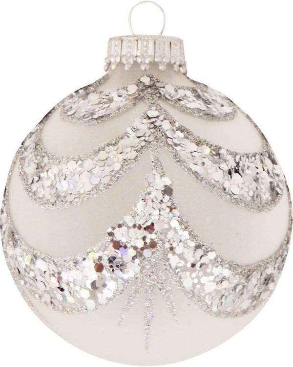 Krebs Glas Lauscha Weihnachtsbaumkugel »CBK90249« (4 St), mit silberfarbenen Vorhängen