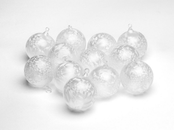 Krebs Glas Lauscha Weihnachtsbaumkugel »Eislack« (12 St), mit Glasöse