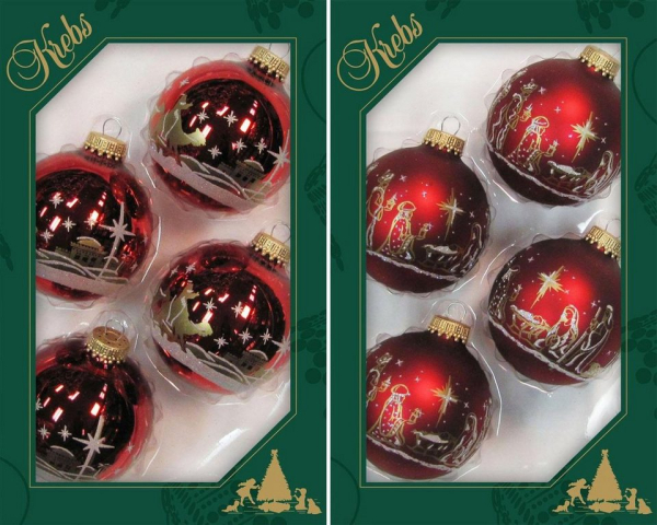 Krebs Glas Lauscha Weihnachtsbaumkugel »Heilige Nacht« (8 St), mundgeblasen