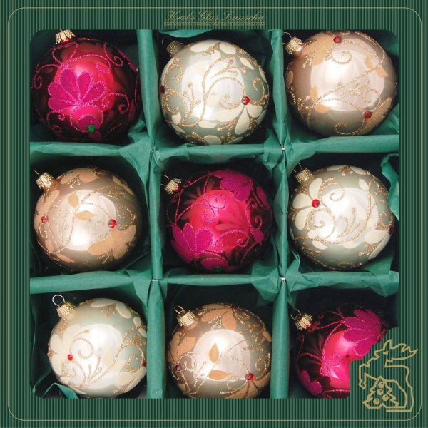 Krebs Glas Lauscha Weihnachtsbaumkugel »KGL03359« (9 St), aus Glas, mit Dekor