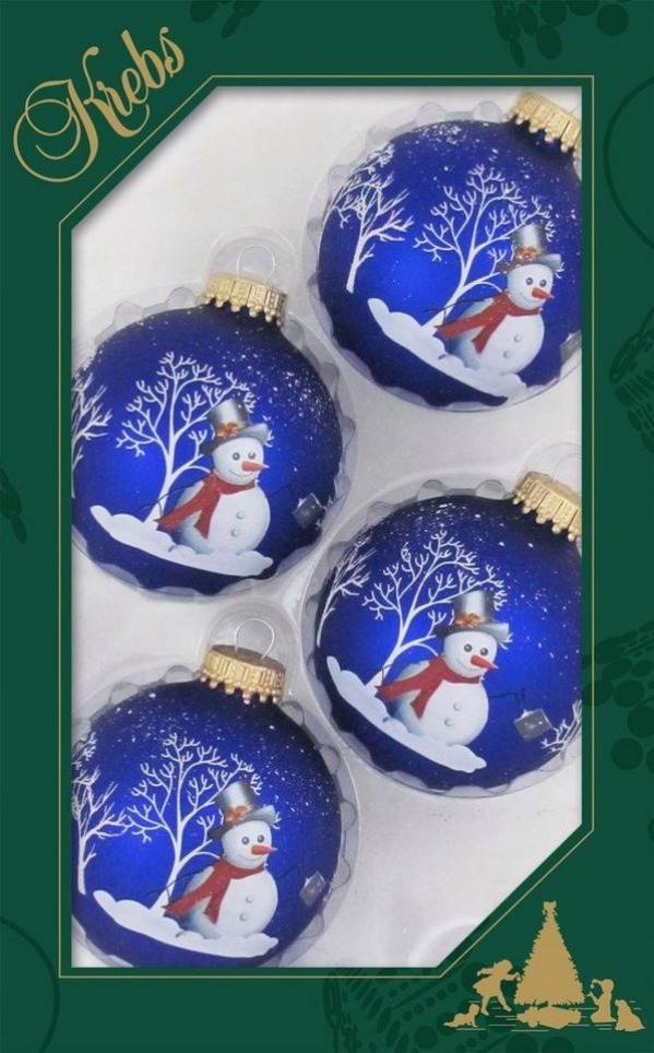 Krebs Glas Lauscha Weihnachtsbaumkugel »Schneemann« (4 St)