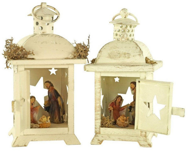 Krippenursel Krippe »Laternenkrippe 2er Set inkl. 3-tlg« (2-tlg), 2-er Set, Handbemalte Figuren