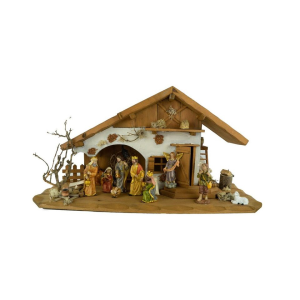 Krippenursel Krippe »Weihnachtskrippe Basel inkl. 12-tlg. Figurensatz K 650-9« (12-tlg), Handbemalte Figuren
