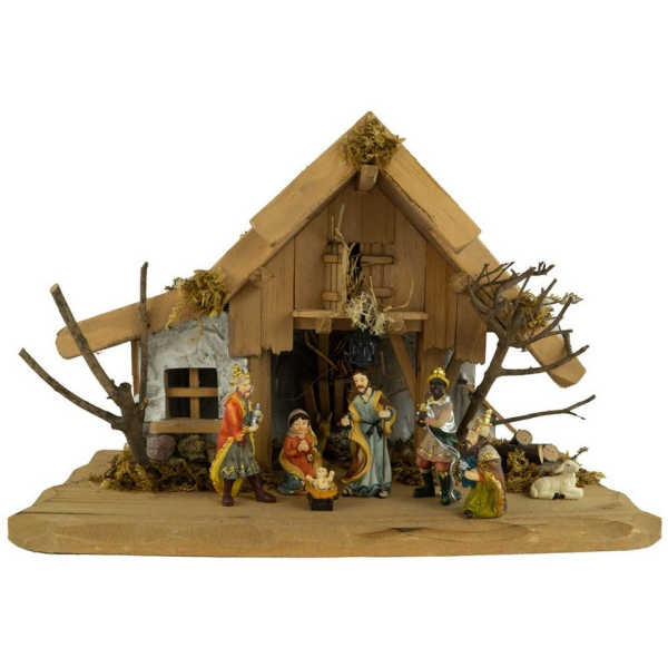 Krippenursel Krippe »Weihnachtskrippe Schwaig inkl. 10-tlg. Figurensatz K 132« (10-tlg), handbemalte Figuren