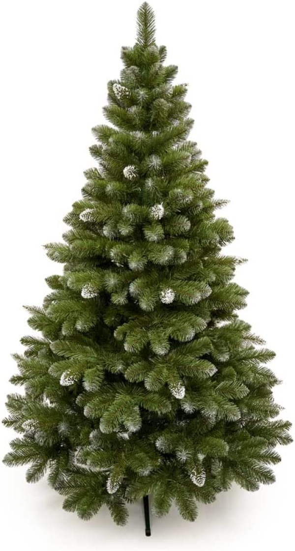Künstlicher Weihnachtsbaum Diamantkiefer Elegante und traditionelle Form Tannenbaum grün mit einige Schneespitzen Kunststoffständer realistische…