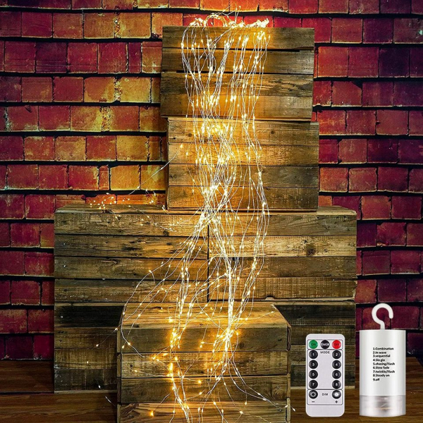 Lapalife LED-Lichterkette »2M 10 Stränge mit 200 LEDs, 8 Modi, wasserdicht, Batterie, Fernbedienung, für Garten-Weihnachtsbaum«, Timer