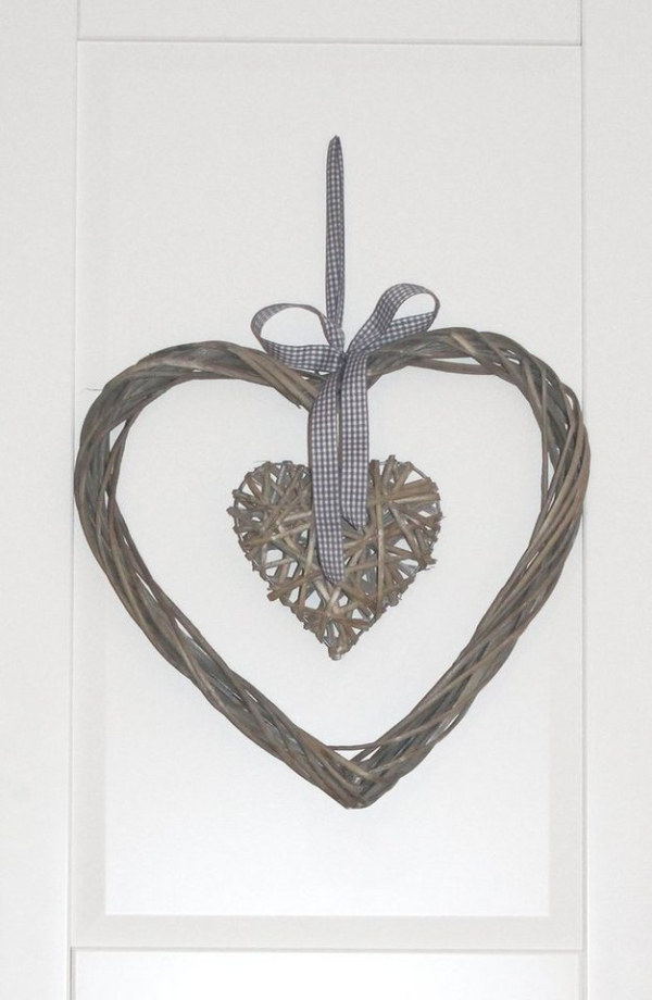 LB H&F Lilienburg Hängedekoration »Türherz Weidenherz Herz Tür Eingangstür Türschmuck Türdeko Türhänger weiß XL Dekoration Fensterdeko Landhaus…