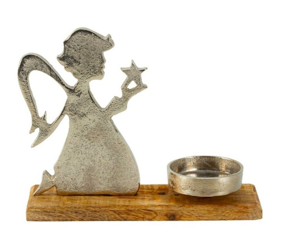 LB H&F Lilienburg Kerzenhalter »Kerzenhalter Tischdeko Weihnachten Advent Engel silber ALU«