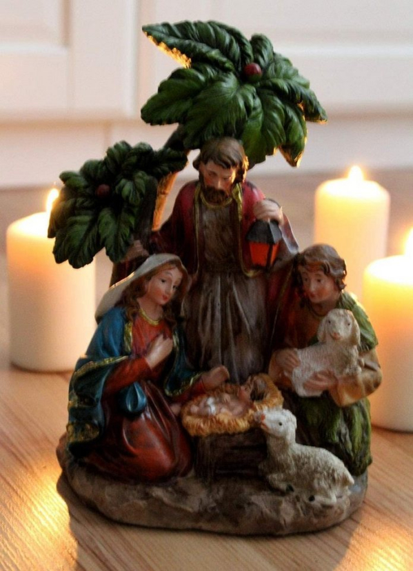 LB H&F Lilienburg Krippe »Krippe Weihnachtskrippe Heilige Familie Josef Maria Dekokrippe Weihnachtsdeko Tischdeko Tischkrippe Krippenfiguren…