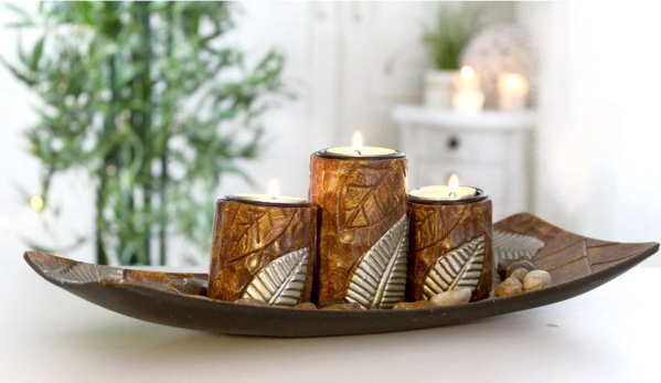 LB H&F Lilienburg Tischkerzenhalter »Teelichthalter Kerzenhalter Kerzenständer Windlicht SET Geschenkset Dekoteller Dekotablett Kerzentablett…