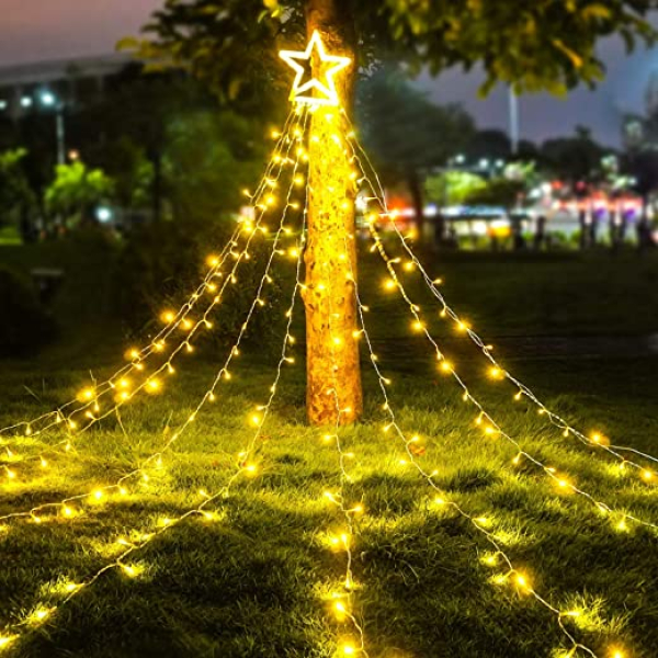 LED Lichterkette Außen WarmWeiß – HOSPAOP 320 LED Weihnachtsbeleuchtung Aussen Strom lichterketten mit 8 Leuchtmodi, Wasserdicht für Party, Garten,…