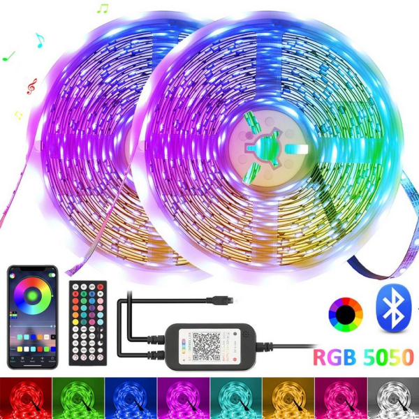 LETGOSPT LED Stripe »LED Strip, Bluetooth RGB LED Streifen, Farbwechsel LED Lichterkette 10M mit Steuerbar via App, 16 Mio. Farben, Fernbedienung,…