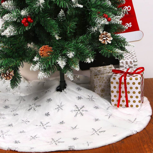 Leway Christbaumschmuck »Weihnachtsbaumkleid, silberne Schneeflocken-Pailletten, runde Weihnachtsbaumdecke, Plüsch-Weihnachtsbaumdecke,…