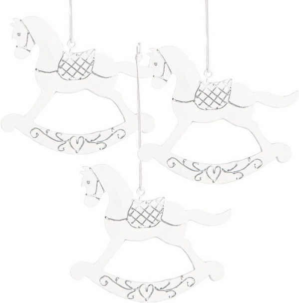 Logbuch-Verlag Baumbehang »3 Schaukelpferd Metall Baumschmuck 11 cm« (3 St)