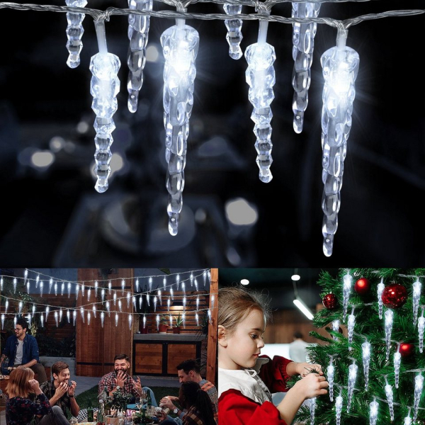 LZQ LED-Lichterkette »Eiszapfen Lichtervorhang Kaltweiß IP44 mit 8 Modi«, 10M 80 LEDs Eiszapfen Lichterkette Weihnachtsdeko