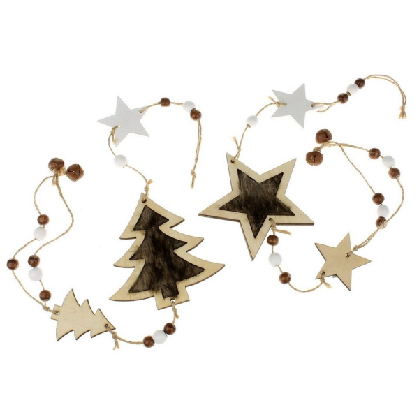 Macosa Home Hänge-Weihnachtsbaum (2 St), 2er Set Holzgirlande Weihnachtsdeko Christbaum-Schmuck rund Holz Fell zum hängen Dekohänger…