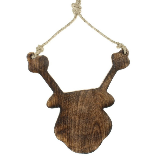 Macosa Home Weihnachtsfigur (2 St), 2er Set Weihnachtsdeko Rentier Weihnachten Holz Natur Baumschmuck zum hängen Fenster-Deko modern Tür…