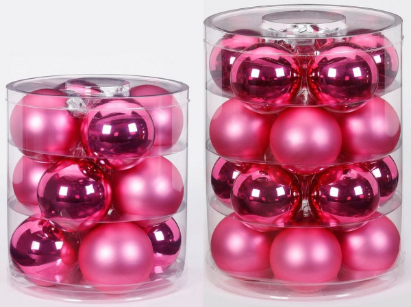 MAGIC by Inge Weihnachtsbaumkugel »Jelly Pink« (32 St), hochwertiger Echtglas-Weihnachtsschmuck, Ø 6 cm und Ø 8 cm