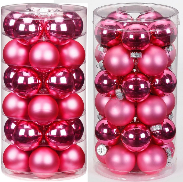 MAGIC by Inge Weihnachtsbaumkugel »Jelly Pink« (60 St), hochwertiger Echtglas-Weihnachtsschmuck, Ø 4 cm und Ø 6 cm