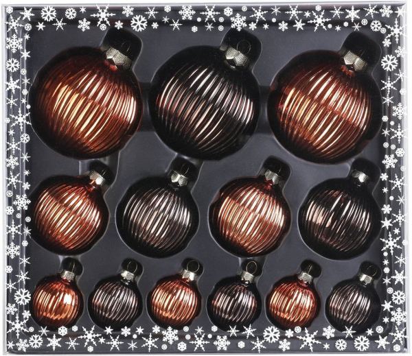 MAGIC by Inge Weihnachtsbaumkugel »Shiny Chestnut« (13 St), hochwertiger Echtglas-Weihnachtsschmuck, Strukturkugeln, Ø 4/6/8 cm