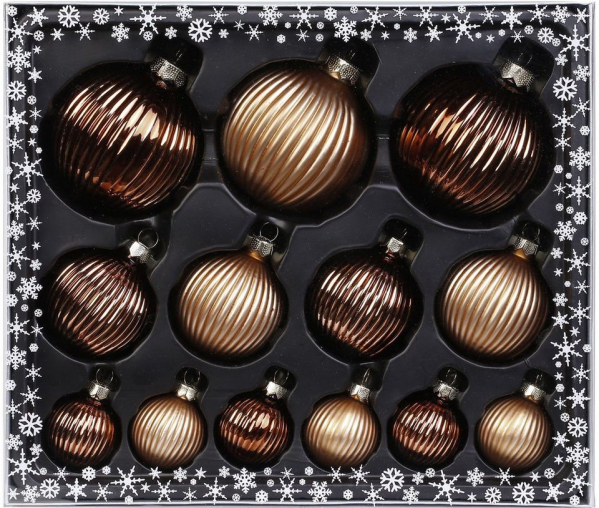 MAGIC by Inge Weihnachtsbaumkugel »Winter Toffee« (13 St), hochwertiger Echtglas-Weihnachtsschmuck, Strukturkugeln, Ø 4/6/8 cm