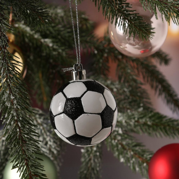 MARELIDA Christbaumschmuck »Weihnachtsbaumschmuck FUSSBALL Glas schwarz weiß Weihnachtskugel lustig«