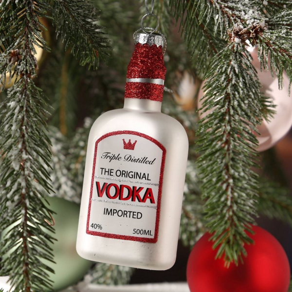 MARELIDA Christbaumschmuck »Weihnachtsbaumschmuck VODKA Flasche Glas inkl. Aufhänger H: 13,3cm«