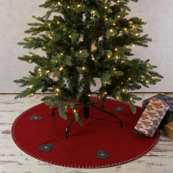MARELIDA Christbaumständer »Weihnachtsbaumdecke Weihnachtsbaumteppich Tannenbaumdecke Filz D: 98cm rund rot« (1-tlg)