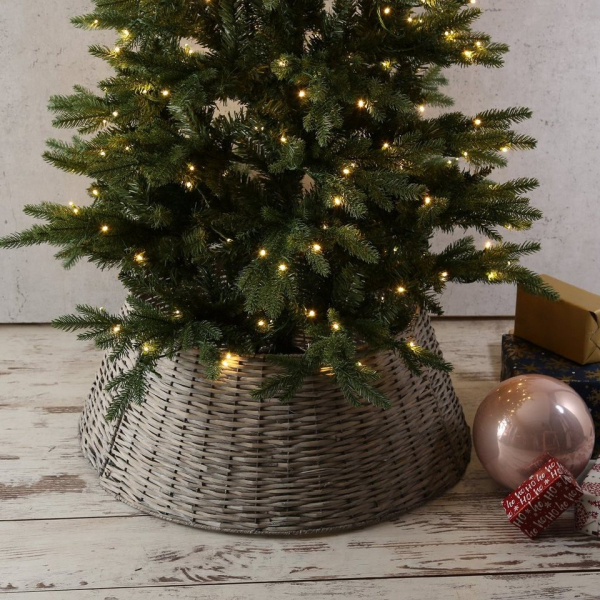 MARELIDA Christbaumständer »Weihnachtsbaumrock Weidenkorb für Baumständer D: 70,5cm Haken Ösen grau 3teilig« (1-tlg)