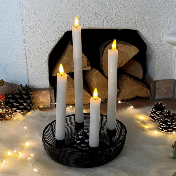 MARELIDA Kerzenhalter »Kerzenhalter Metallkranz Adventskranz Dekoschale f. 4 Stabkerzen 20cm Tischdeko«