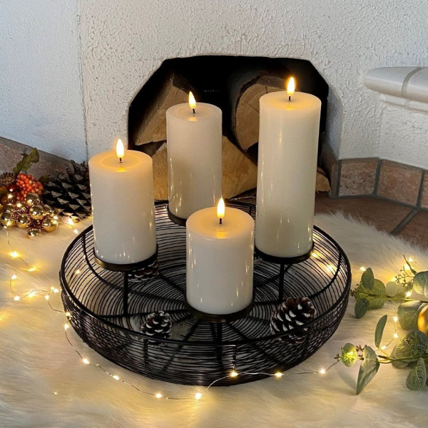 MARELIDA Kerzenhalter »Kerzenhalter Metallkranz Adventskranz Dekoschale für 4 Stumpenkerzen D: 36cm«