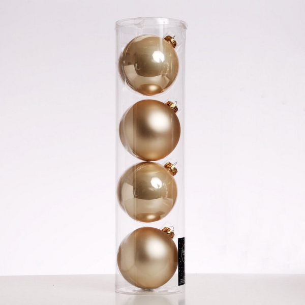 MARELIDA Weihnachtsbaumkugel »Christbaumkugel Weihnachtskugel Baumkugel Glas glänzend matt creme D: 10cm 4St.« (4 St)