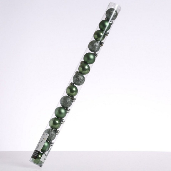 MARELIDA Weihnachtsbaumkugel »Christbaumkugel Weihnachtskugel bruchfest 3cm glänzend matt glitzernd grün 14St.« (14 St)