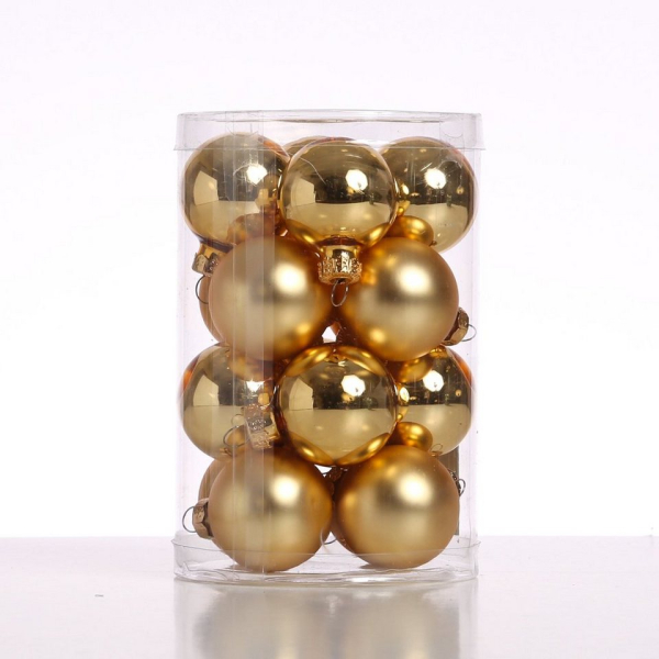 MARELIDA Weihnachtsbaumkugel »Christbaumkugel Weihnachtskugel Glas D: 3,5cm glänzend und matt gold 16er Set« (16 St)