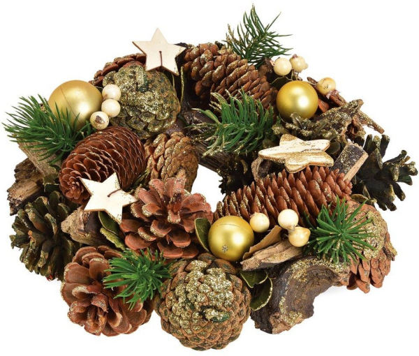 matches21 HOME & HOBBY Adventskranz »Weihnachtlicher Türkranz Weihnachtskranz 25 cm goldfarben dekoriert«