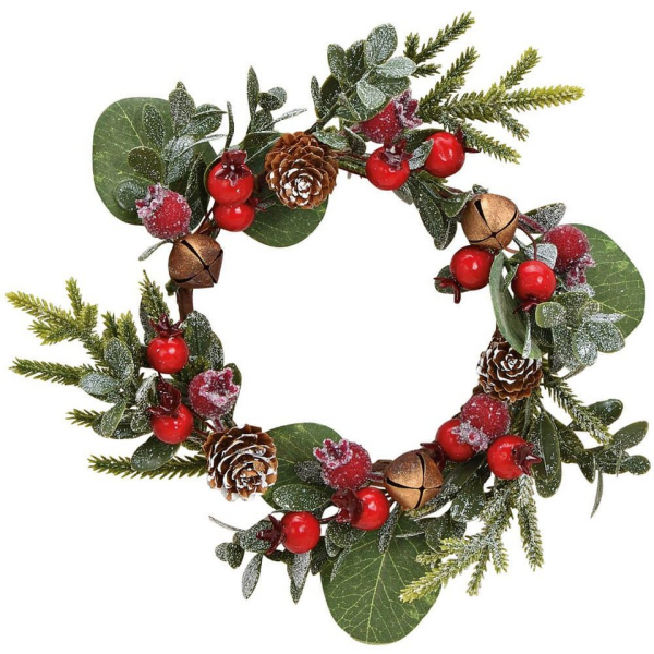 matches21 HOME & HOBBY Adventskranz »Weihnachtskranz Blätter Beeren Glöckchen Kunststoff Ø 22 cm«