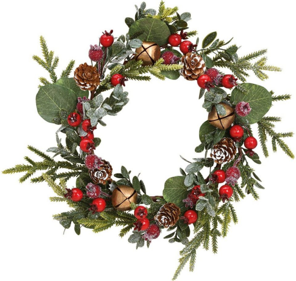 matches21 HOME & HOBBY Adventskranz »Weihnachtskranz Blätter Beeren Glöckchen Kunststoff Ø 30 cm«