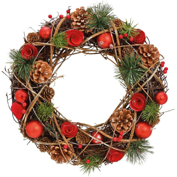 matches21 HOME & HOBBY Adventskranz »Weihnachtskränze Weihnachtsdeko Türkranz rot braun Holz Ø 34 cm«