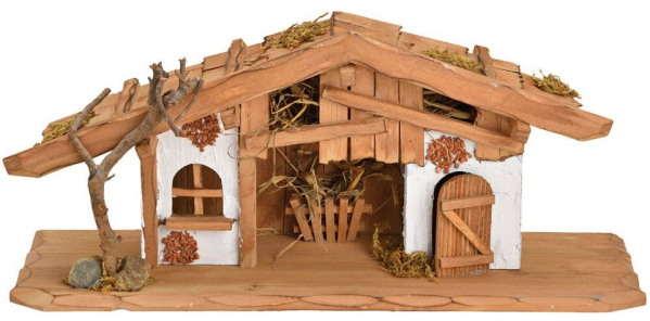 matches21 HOME & HOBBY Dekofigur »Krippe Holz Weihnachtskrippe alpenländisch braun / weiß 35x15x13 cm« (1 St)