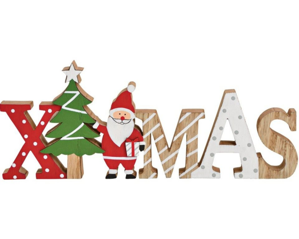 matches21 HOME & HOBBY Dekofigur »XMAS 3D Deko Buchstaben & Nikolaus Holzdeko bunt 12 cm« (1 St)
