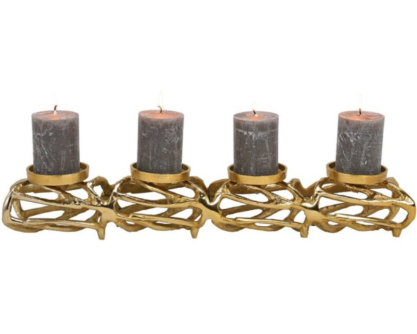 matches21 HOME & HOBBY Kerzenhalter »Adventsgesteck Metall Gerippe & 4 Kerzenhalter Alu 61 cm«