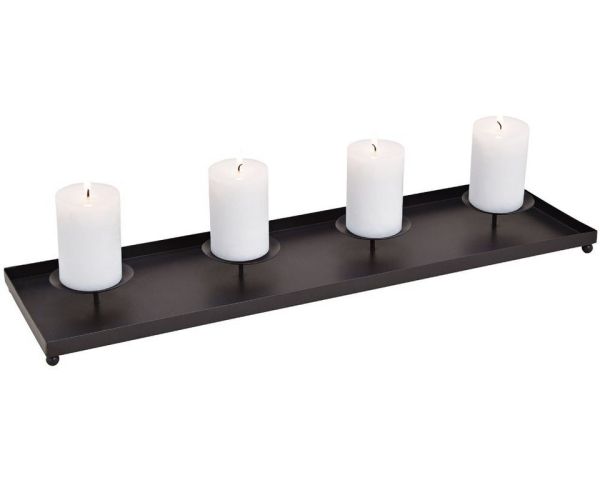 matches21 HOME & HOBBY Kerzenhalter »Adventsgesteck Tablett & 4 Kerzenhalter Metall schwarz 60 cm«