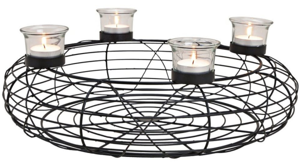 matches21 HOME & HOBBY Kerzenhalter »Adventskranz mit 4 Teelichtgläsern schwarz Metall Ø 40 cm«