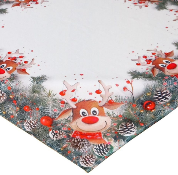 matches21 HOME & HOBBY Tischdecke »Tischdecke Mitteldecke Weihnachten witziger Elch weiß / bunt 85×85 cm« (1-tlg)