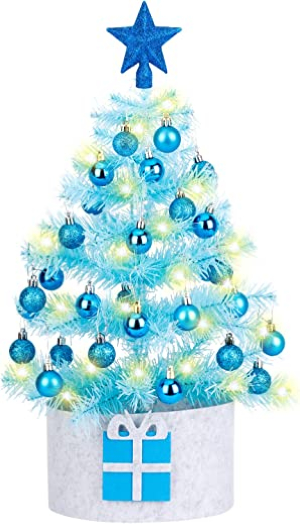Mini Weihnachtsbaum 60 cm, Led Kleiner Weihnachtsbaum mit Beleuchtung und 32 Stücke Weihnachtsbaum Deko, Künstlicher Weihnachtsbaum Klein…
