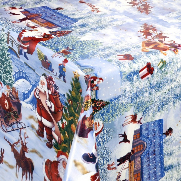 Moderno Tischdecke »Wachstuch Tischdecke Wachstischdecke Weihnachten abwaschbar Weihnachtsdorf Blau«, Abwaschbar