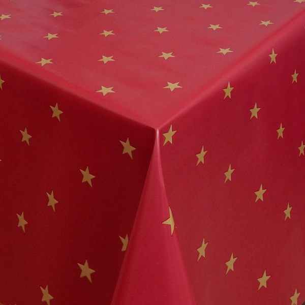 Moderno Tischdecke »Wachstuch Tischdecke Wachstischdecke Weihnachten abwaschbar mit Sterne Motiv Rot-Gold«, Abwaschbar