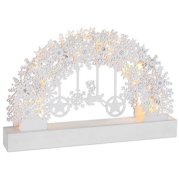 monzana Lichterkette, 1-flammig, Schwibbogen Holz Weiß Batteriebetrieben 6 LED Warmweiß Timer Beleuchtet Schwibbbogen Lichterbogen Weihnachtsbogen…
